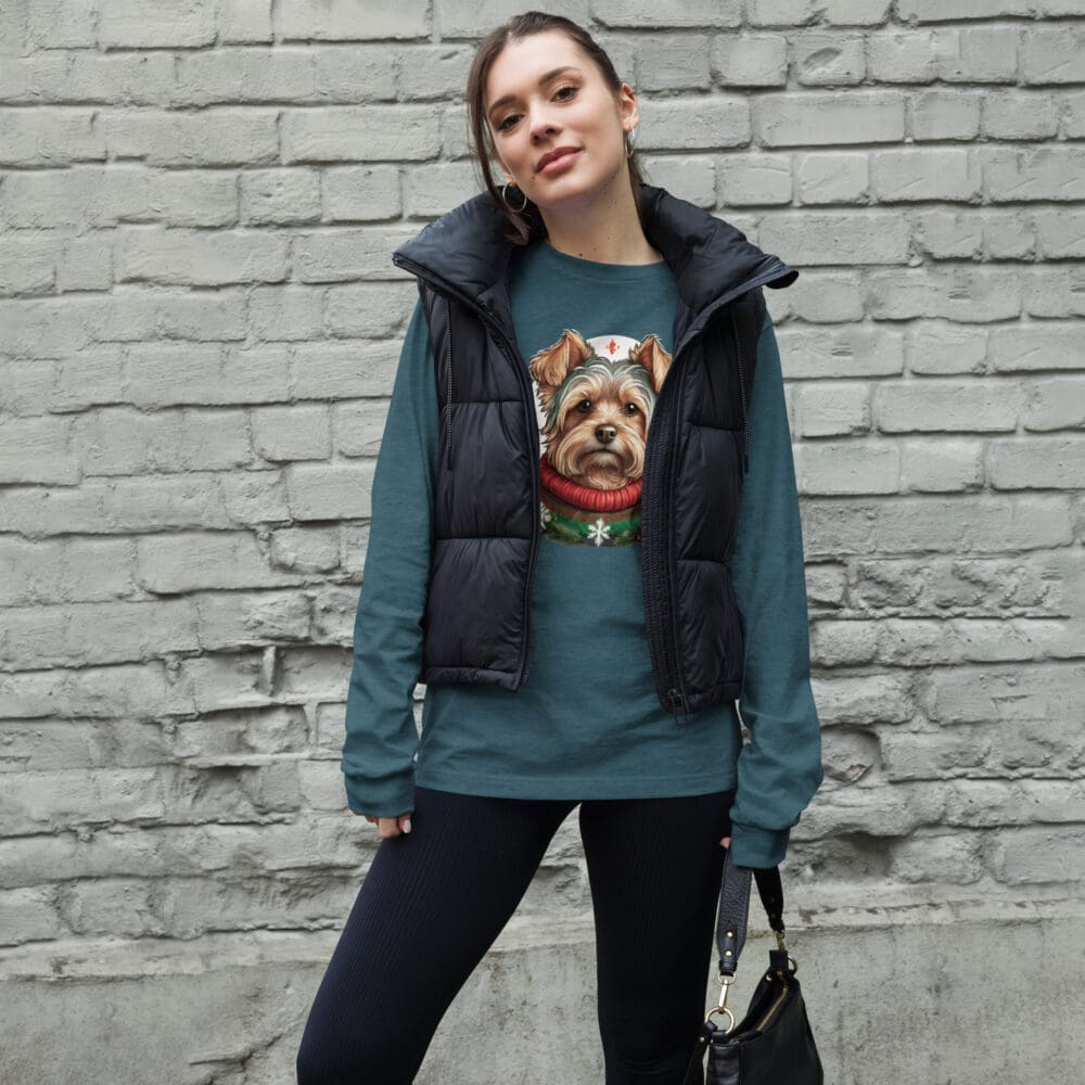 Christmas Yorkie Unisex Long Sleeve Tee - Image 19