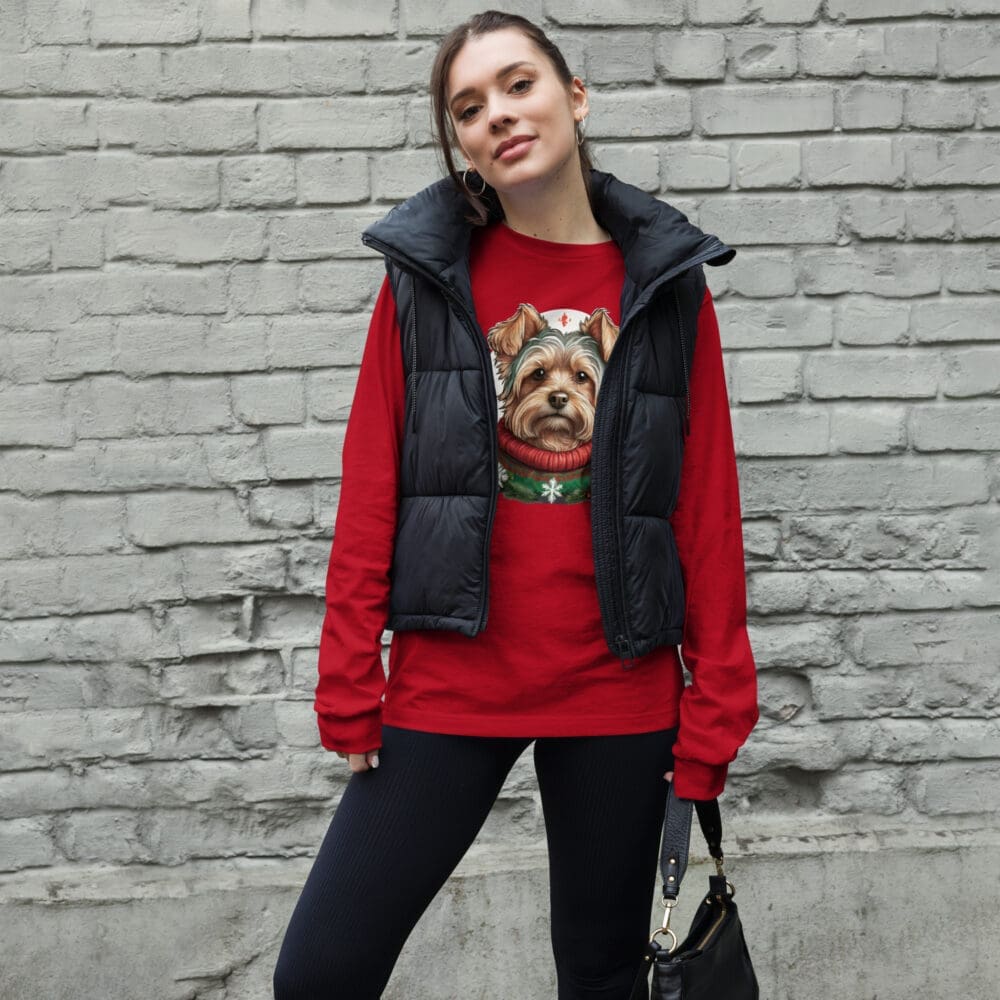 Christmas Yorkie Unisex Long Sleeve Tee - Image 9